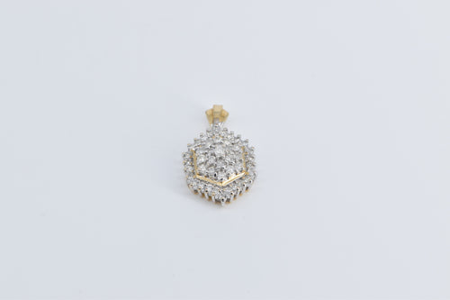 14K 1.00 Ctw Natural Diamond Honeycomb Cluster Pendant Yellow Gold