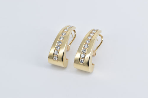 14K 1.80 Ctw Diamond Graduated Fashion Oval Hoop Earrings Yellow Gold