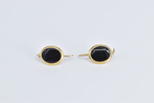 Load image into Gallery viewer, 10K Oval Black Onyx Vintage Dangle Earrings Yellow Gold