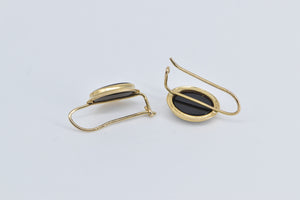 10K Oval Black Onyx Vintage Dangle Earrings Yellow Gold