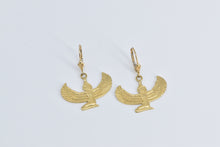 Load image into Gallery viewer, 14K Egyptian Isis Goddess Dangle Lever Back Earrings Yellow Gold