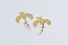 Load image into Gallery viewer, 14K Egyptian Isis Goddess Dangle Lever Back Earrings Yellow Gold
