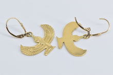 Load image into Gallery viewer, 14K Egyptian Isis Goddess Dangle Lever Back Earrings Yellow Gold