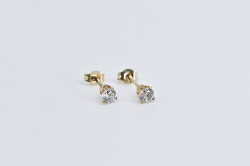 14K Classic Diamond Solitaire Vintage Stud Earrings Yellow Gold