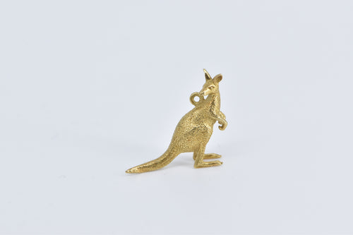 18K 3D Kangaroo Australian Outback Animal Charm/Pendant Yellow Gold