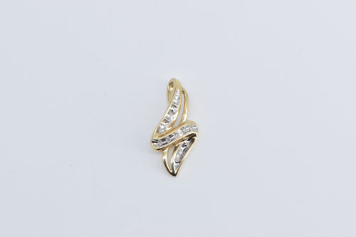 10K Diamond Vintage Wavy Fashion Statement Pendant Yellow Gold