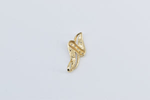 10K Diamond Vintage Wavy Fashion Statement Pendant Yellow Gold