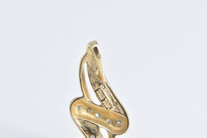 10K Diamond Vintage Wavy Fashion Statement Pendant Yellow Gold