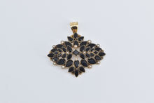 Load image into Gallery viewer, 14K Victorian Black Onyx Seed Pearl Statement Pendant Yellow Gold