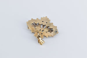 14K Victorian Black Onyx Seed Pearl Statement Pendant Yellow Gold