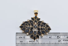 Load image into Gallery viewer, 14K Victorian Black Onyx Seed Pearl Statement Pendant Yellow Gold