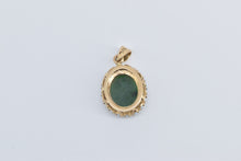 Load image into Gallery viewer, 14K Oval Green Agate Seed Pearl Halo Statement Pendant Yellow Gold