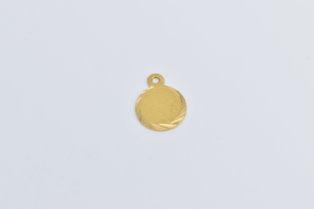22K Tribute Saudi Arabia 1 Guinea Coin Ridged Circle Charm/Pendant Yellow Gold