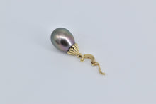 Load image into Gallery viewer, 14K Black Pearl Drop Diamond Accent Enhancer Pendant Yellow Gold