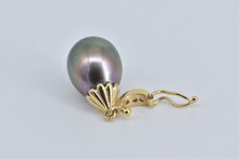 Load image into Gallery viewer, 14K Black Pearl Drop Diamond Accent Enhancer Pendant Yellow Gold