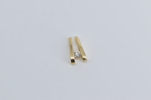 14K 0.20 Ct Natural Diamond Solitaire Illusion Pendant Yellow Gold
