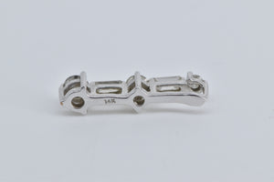 14K 0.47 Ctw Round & Baguette Diamond Bar Drop Pendant White Gold