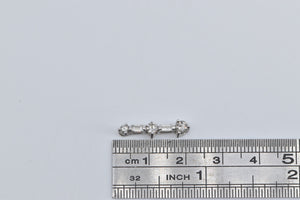 14K 0.47 Ctw Round & Baguette Diamond Bar Drop Pendant White Gold