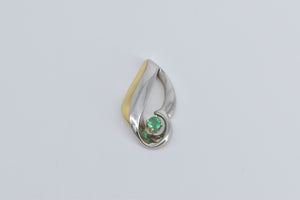 Platinum 18k Gold Natural Emerald Two Tone Swirl Pendant