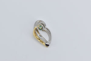 Platinum 18k Gold Natural Emerald Two Tone Swirl Pendant