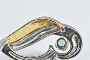 Platinum 18k Gold Natural Emerald Two Tone Swirl Pendant