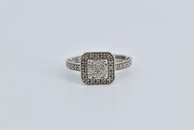 Load image into Gallery viewer, 10K Squared Diamond Cluster Halo Promise Ring White Gold