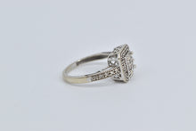 Load image into Gallery viewer, 10K Squared Diamond Cluster Halo Promise Ring White Gold