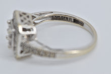 Load image into Gallery viewer, 10K Squared Diamond Cluster Halo Promise Ring White Gold