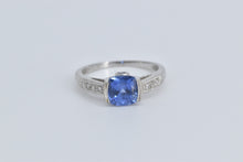 Load image into Gallery viewer, 10K Cushion Synthetic Tanzanite Diamond Statement Ring White Gold