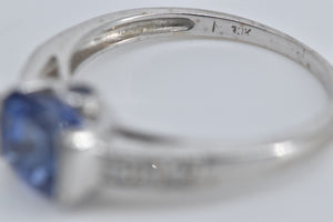 10K Cushion Synthetic Tanzanite Diamond Statement Ring White Gold