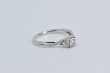 Load image into Gallery viewer, 10K Diamond Halo Twist Band Promise Engagement Ring White Gold