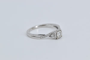 10K Diamond Halo Twist Band Promise Engagement Ring White Gold