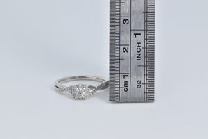 10K Diamond Halo Twist Band Promise Engagement Ring White Gold