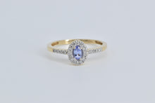 Load image into Gallery viewer, 14K Oval Tanzanite Diamond Halo Engagement Ring Yellow Gold