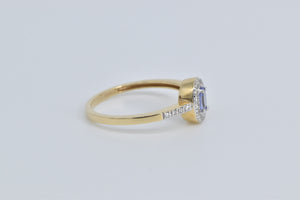 14K Oval Tanzanite Diamond Halo Engagement Ring Yellow Gold