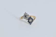 Load image into Gallery viewer, 14K Sapphire Diamond Marquise Cluster Yin Yang Ring Yellow Gold