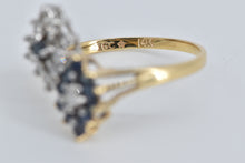 Load image into Gallery viewer, 14K Sapphire Diamond Marquise Cluster Yin Yang Ring Yellow Gold