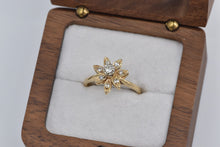 Load image into Gallery viewer, 14K Diamond Flower Cluster Promise Engagement Ring Yellow Gold