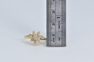 14K Diamond Flower Cluster Promise Engagement Ring Yellow Gold