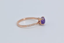 Load image into Gallery viewer, 14K Oval Amethyst Cabochon Diamond Bypass Ring Rose Gold