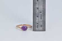Load image into Gallery viewer, 14K Oval Amethyst Cabochon Diamond Bypass Ring Rose Gold