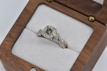 Load image into Gallery viewer, 14K Vintage Diamond Halo Engagement Setting Ring White Gold
