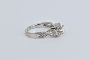 14K Vintage Diamond Halo Engagement Setting Ring White Gold