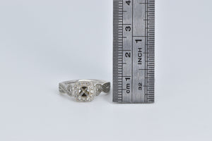 14K Vintage Diamond Halo Engagement Setting Ring White Gold