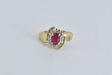 Load image into Gallery viewer, 14K Natural Ruby Natural Diamond Baguette Bypass Ring Yellow Gold