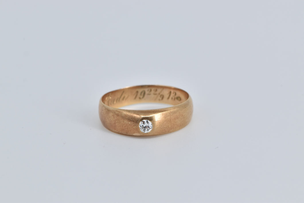 14K Victorian Diamond Solitaire Antique Engagement Ring Yellow Gold