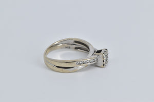14K Natural Diamond Square Halo Engagement Ring White Gold