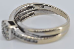 14K Natural Diamond Square Halo Engagement Ring White Gold
