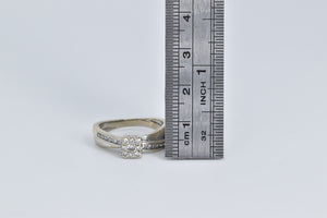 14K Natural Diamond Square Halo Engagement Ring White Gold