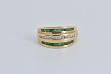 Load image into Gallery viewer, 14K Natural Diamond Emerald Striped Contour Ring Yellow Gold
